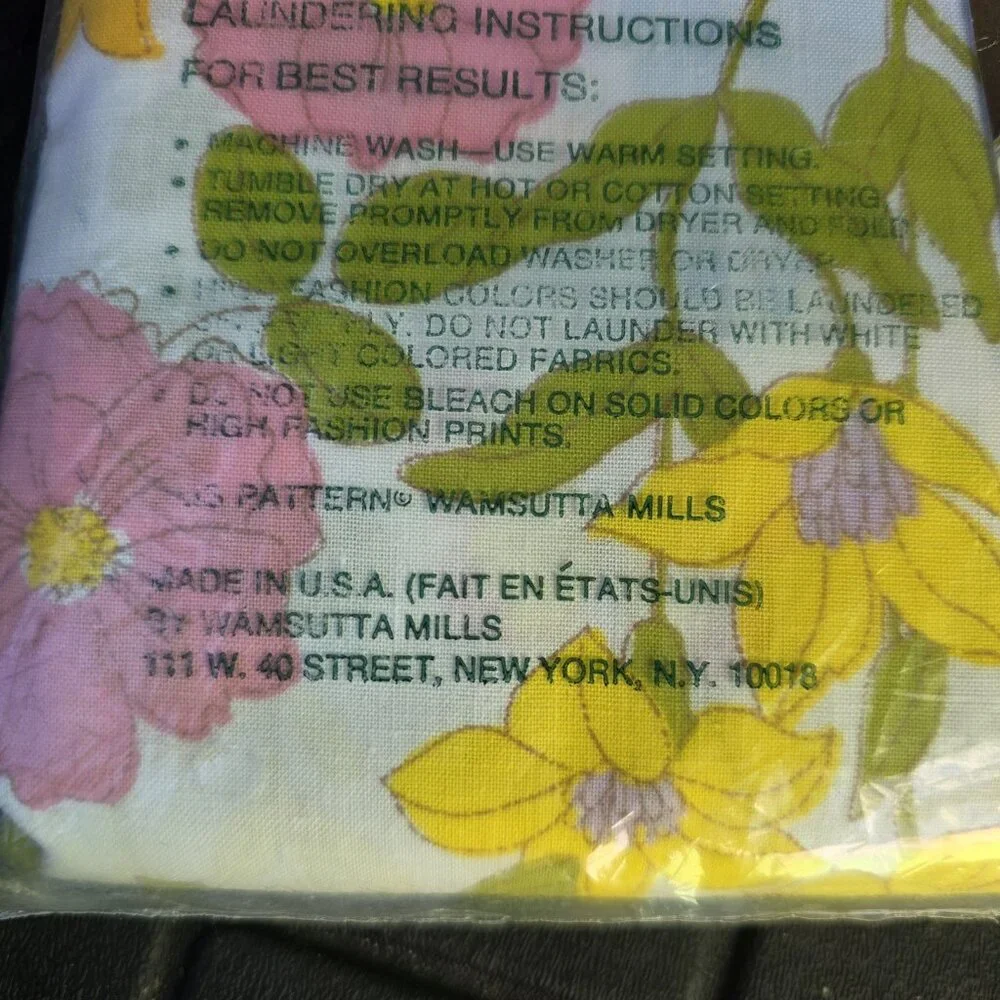 Vintage Wamsutta Double Flat Sheet Floral No Iron Ultracale 81x104 in New!